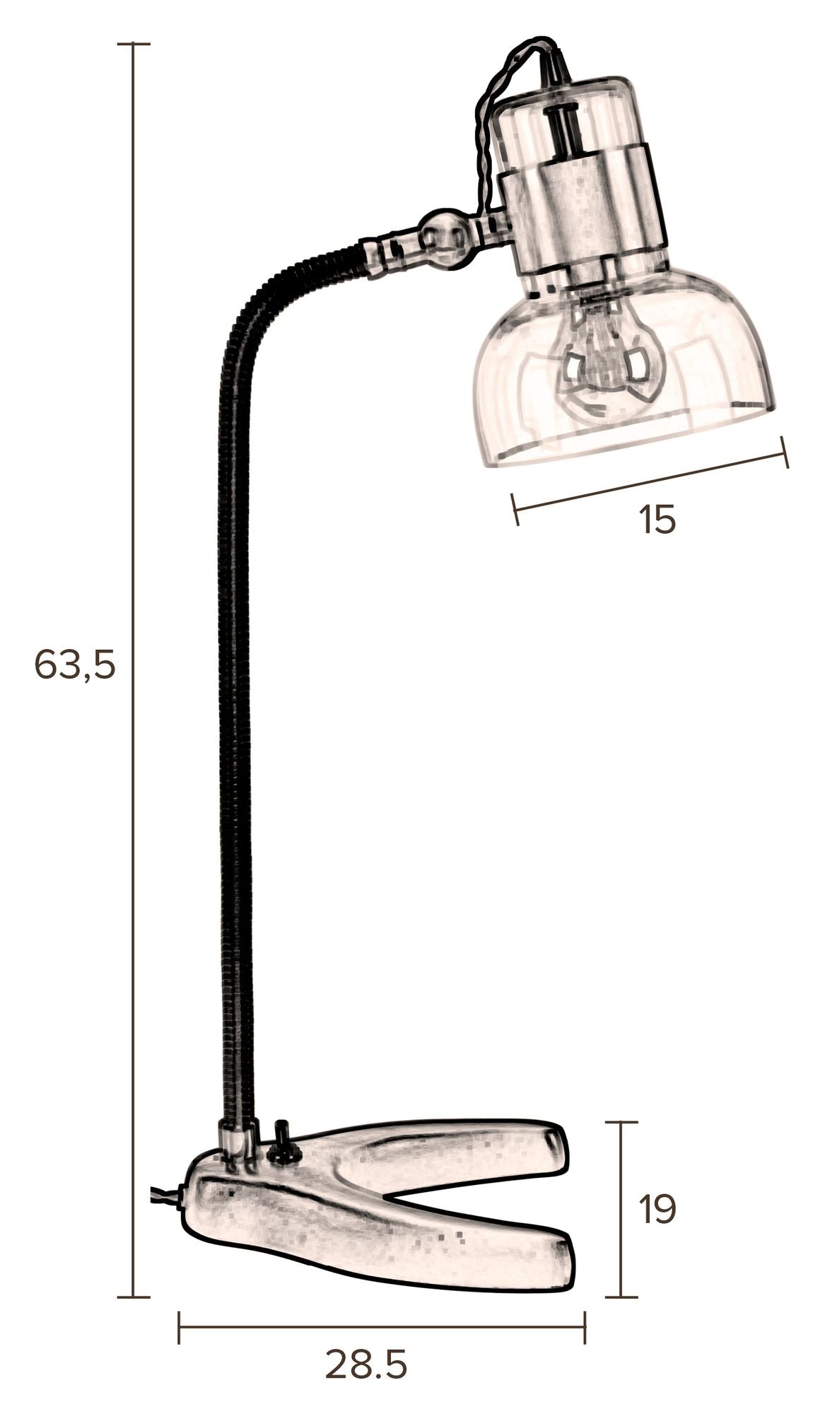 Dutchbone Neville Bordlampe, Klar glas/Sort metal - Unoliving.com