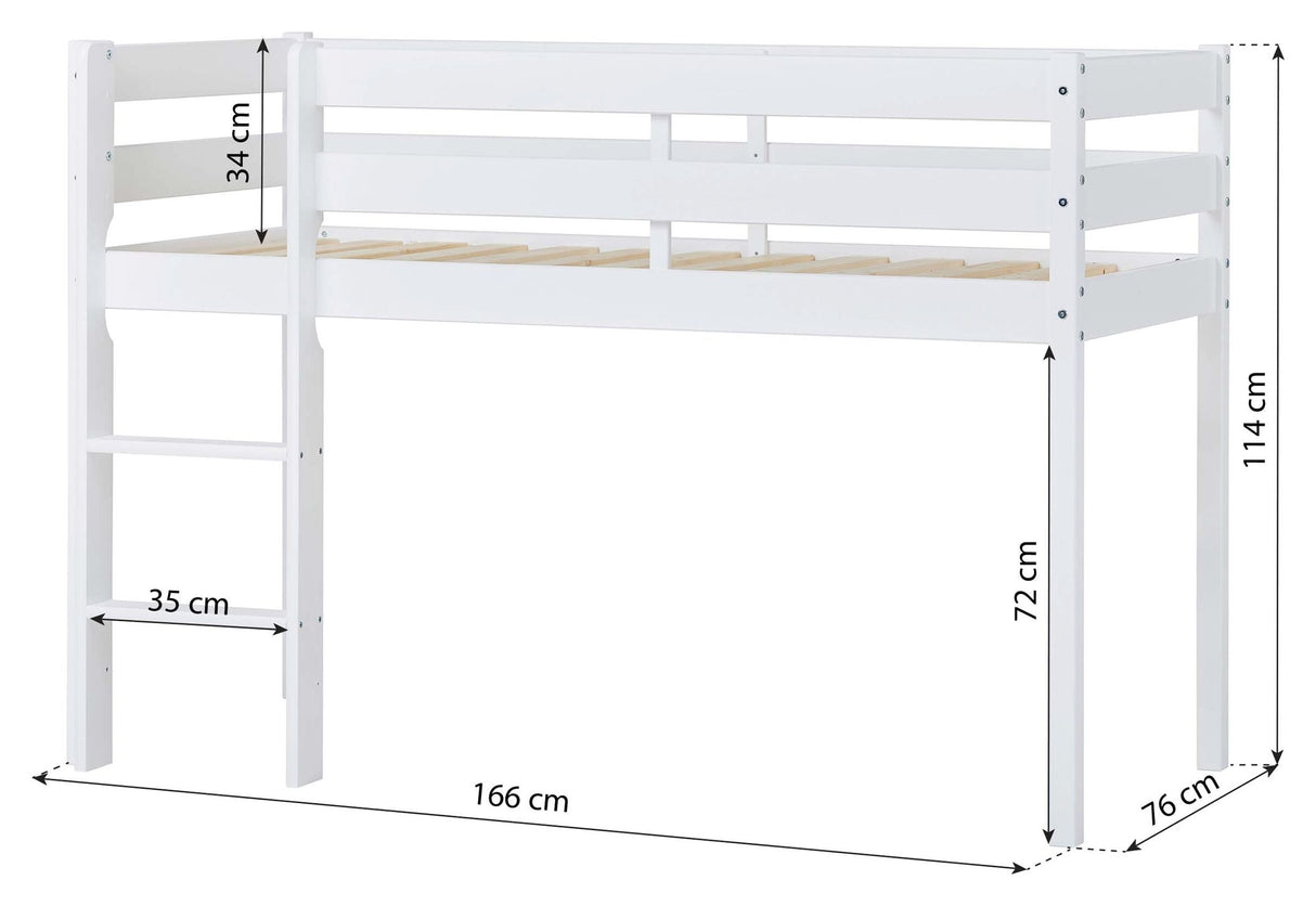 ECO Comfort halvhøj seng inkl. lamelbund 70x160 cm, Hvid - Unoliving.com