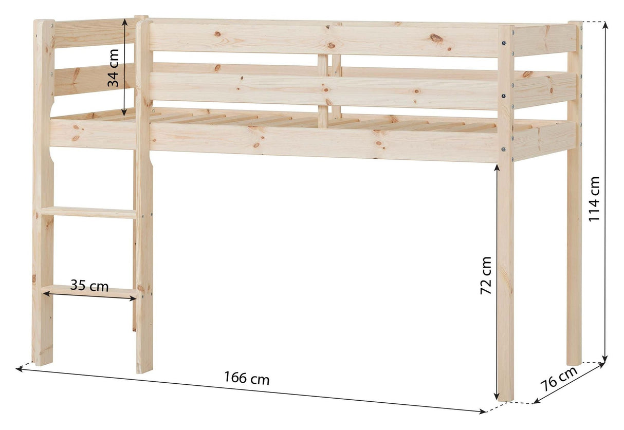 ECO Comfort halvhøj seng inkl. lamelbund 70x160 cm, Natur - Unoliving.com