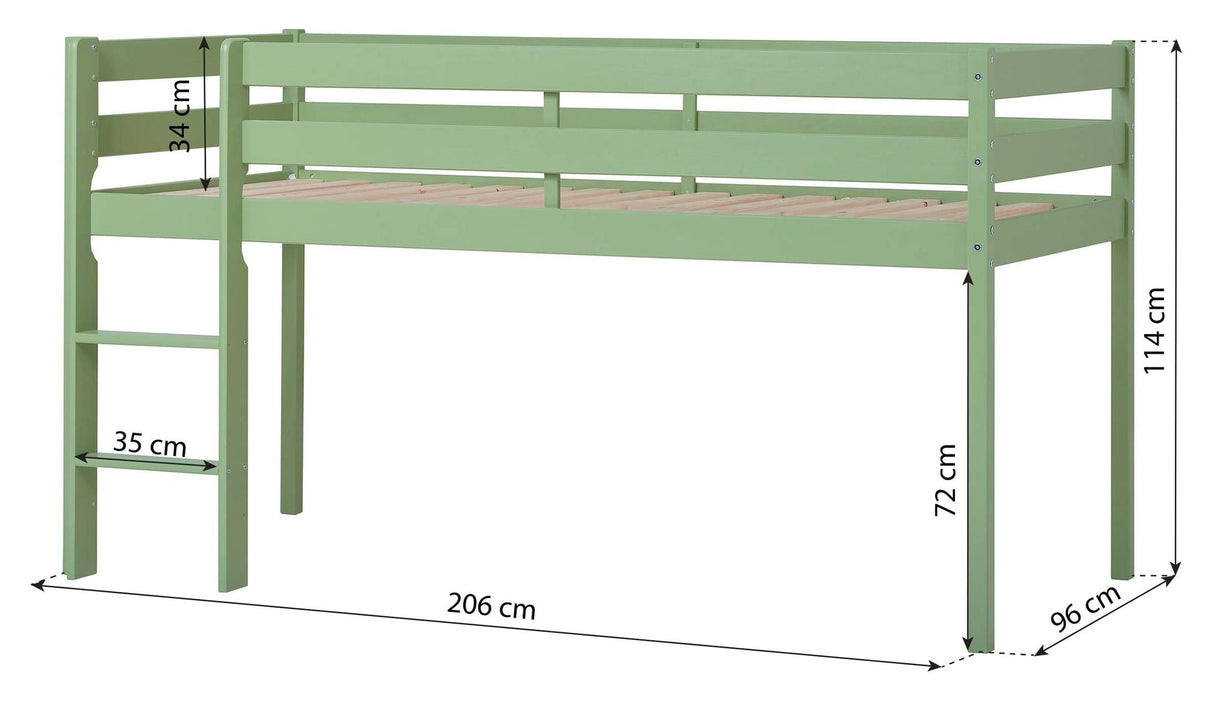 ECO Comfort halvhøj seng inkl. lamelbund 90x200 cm, Pale Green - Unoliving.com