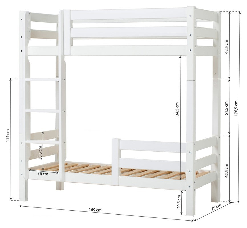 ECO Luxury Køjeseng m. to sengeheste 70x160, Hvid - Unoliving.com