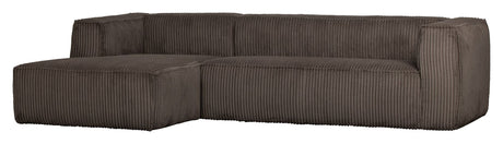 Woood Bean 3-pers. Sofa m. venstrevendt Chaiselong, Mud fløjl