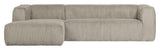 Woood Bean 3-pers. Sofa m. venstrevendt Chaiselong, Natur fløjl - Unoliving.com