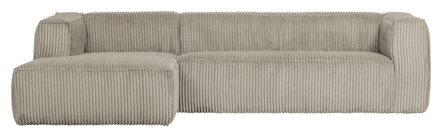 Woood Bean 3-pers. Sofa m. venstrevendt Chaiselong, Natur fløjl - Unoliving.com