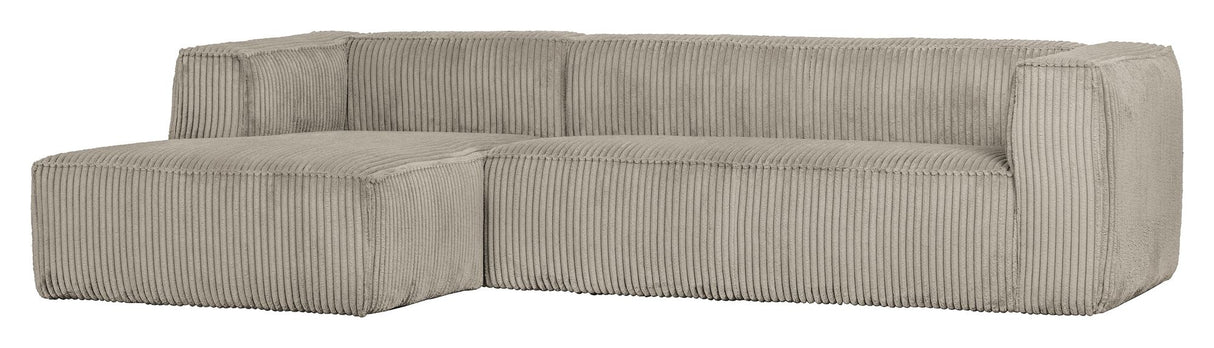 Woood Bean 3-pers. Sofa m. venstrevendt Chaiselong, Natur fløjl - Unoliving.com