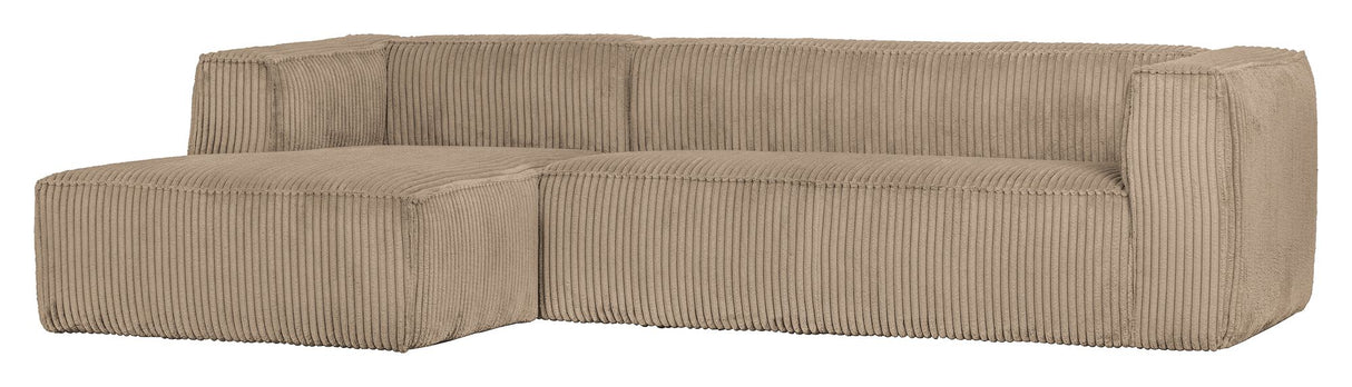 Woood Bean 3-pers. Sofa m. venstrevendt Chaiselong, Travertin Fløjl - Unoliving.com