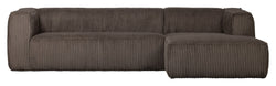 Woood Bean Sofa m. højrevendt Chaiselong, Mud fløjl - Unoliving.com