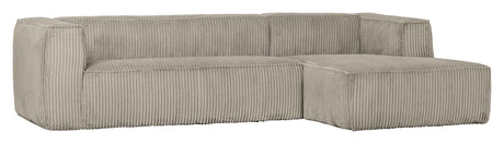 Woood Bean Sofa m. højrevendt Chaiselong, Natur fløjl