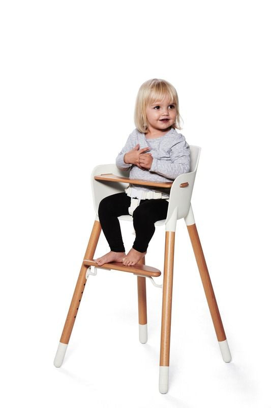 FLEXA Baby Højstol m. bakke, Bøg/Hvid - Unoliving.com