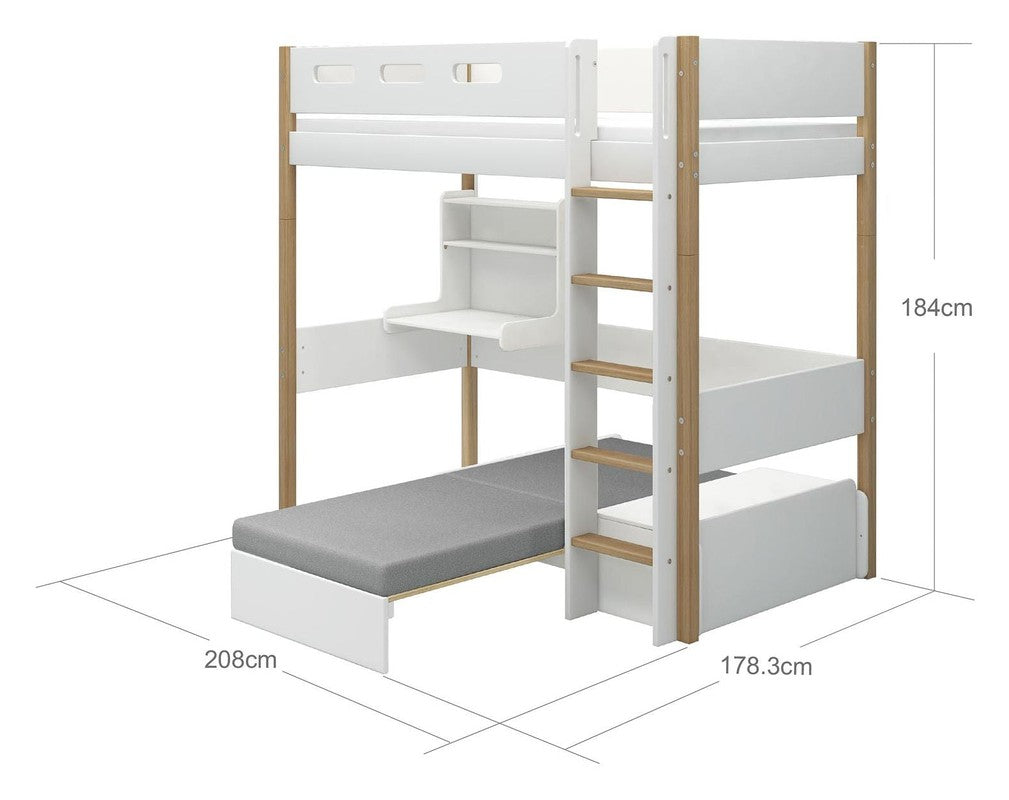 FLEXA Nor CASA Højseng hvid, m. lige stige 90x200 - Unoliving.com