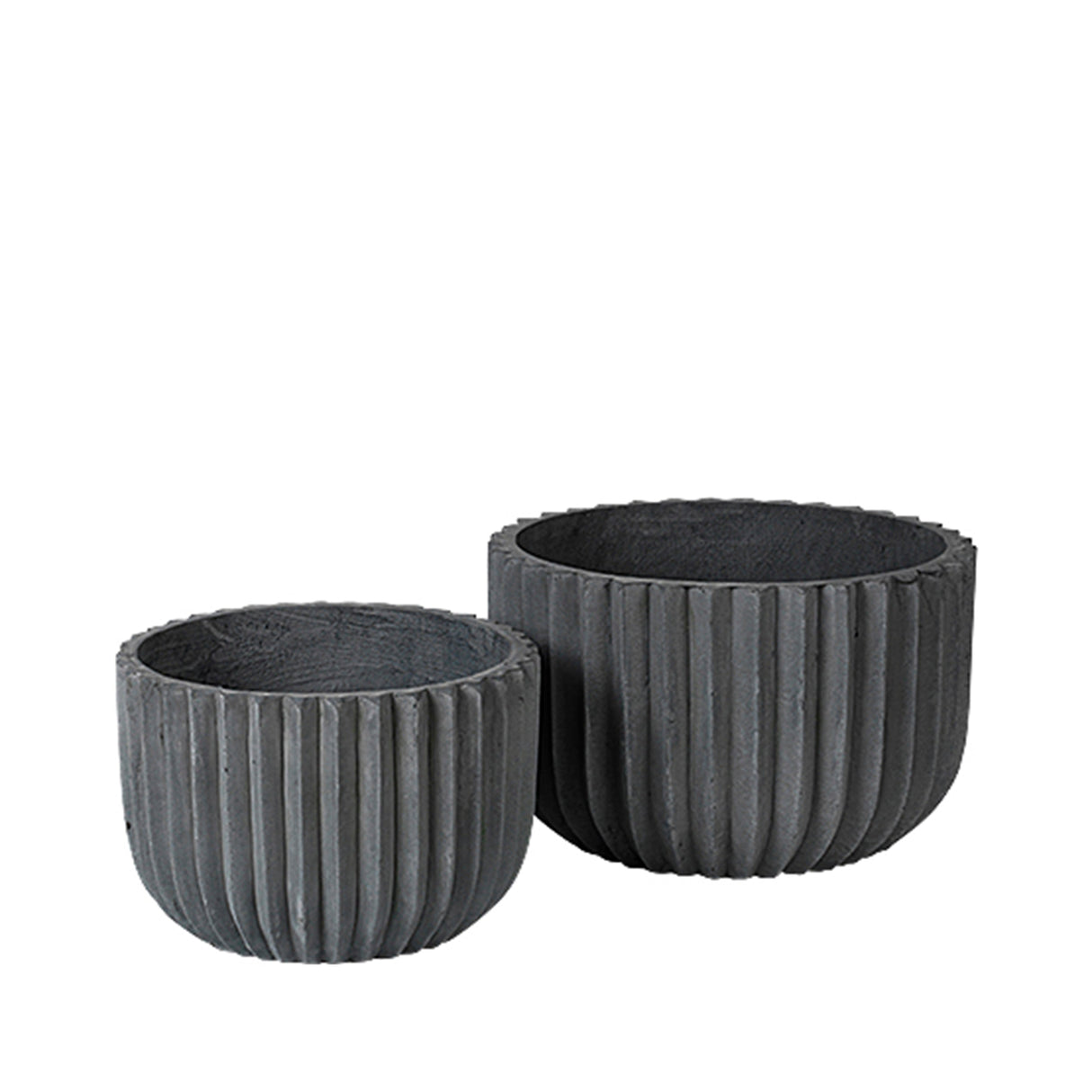 Fiber Flowerpot Low s/2 - Charcoal - Unoliving.com