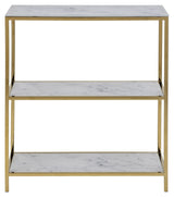 Filippa Bogreol 2 hylder m. hvidt marmorprint, Guld - Unoliving.com