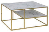 Filippa Sofabord 90x60, Hvidt marmorprint/Guld - Unoliving.com