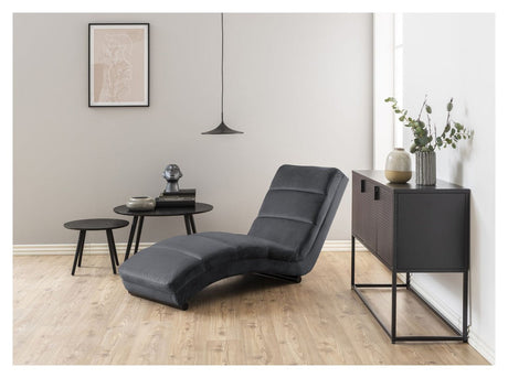 Flexy Chaiselong m. mørkegrå velour, Sorte ben - Unoliving.com