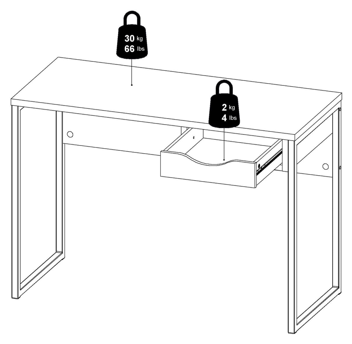 Function Plus Skrivebord, Mat sort, B:110 - Unoliving.com