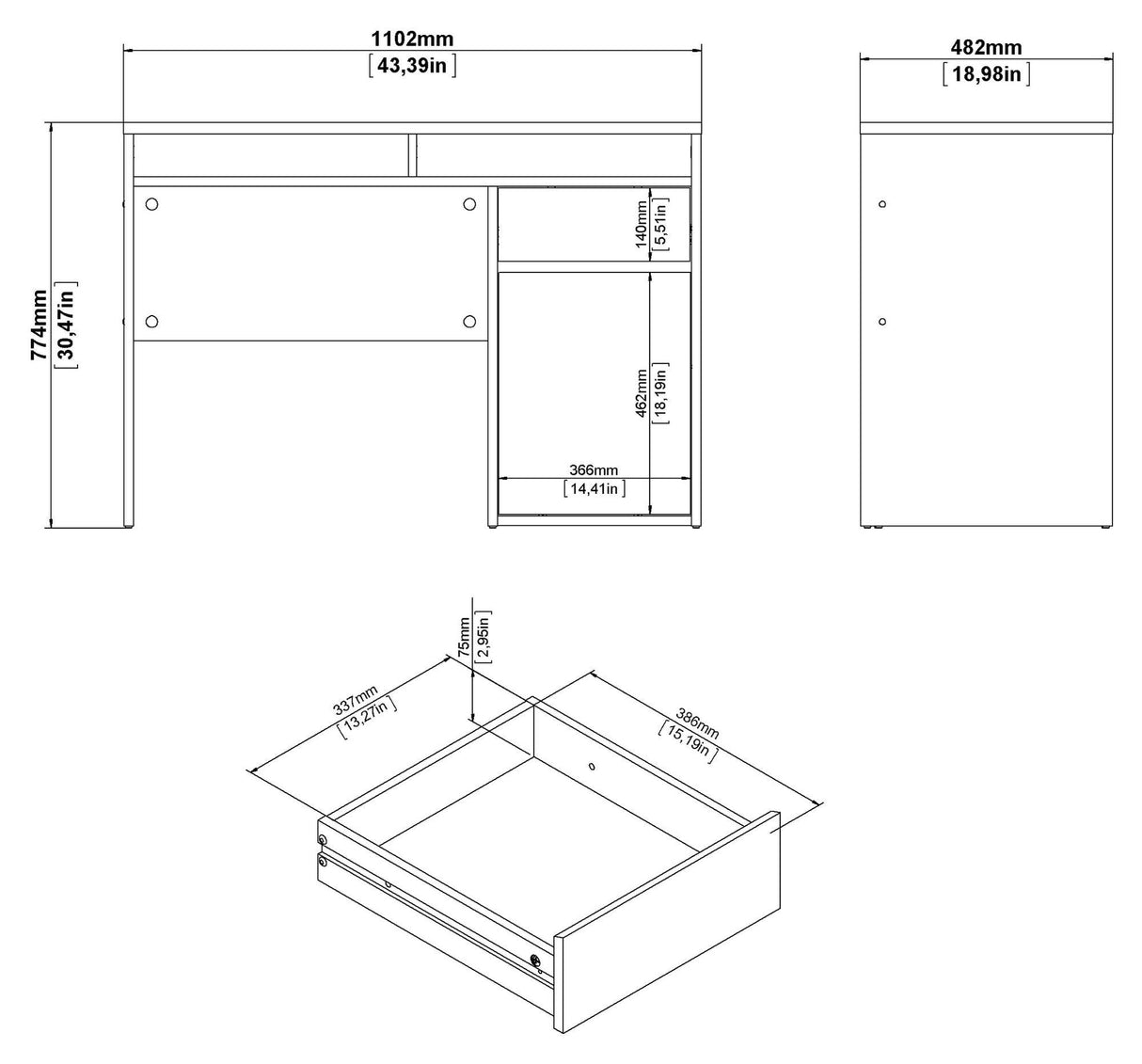 Function Plus Skrivebord m. 1 låge