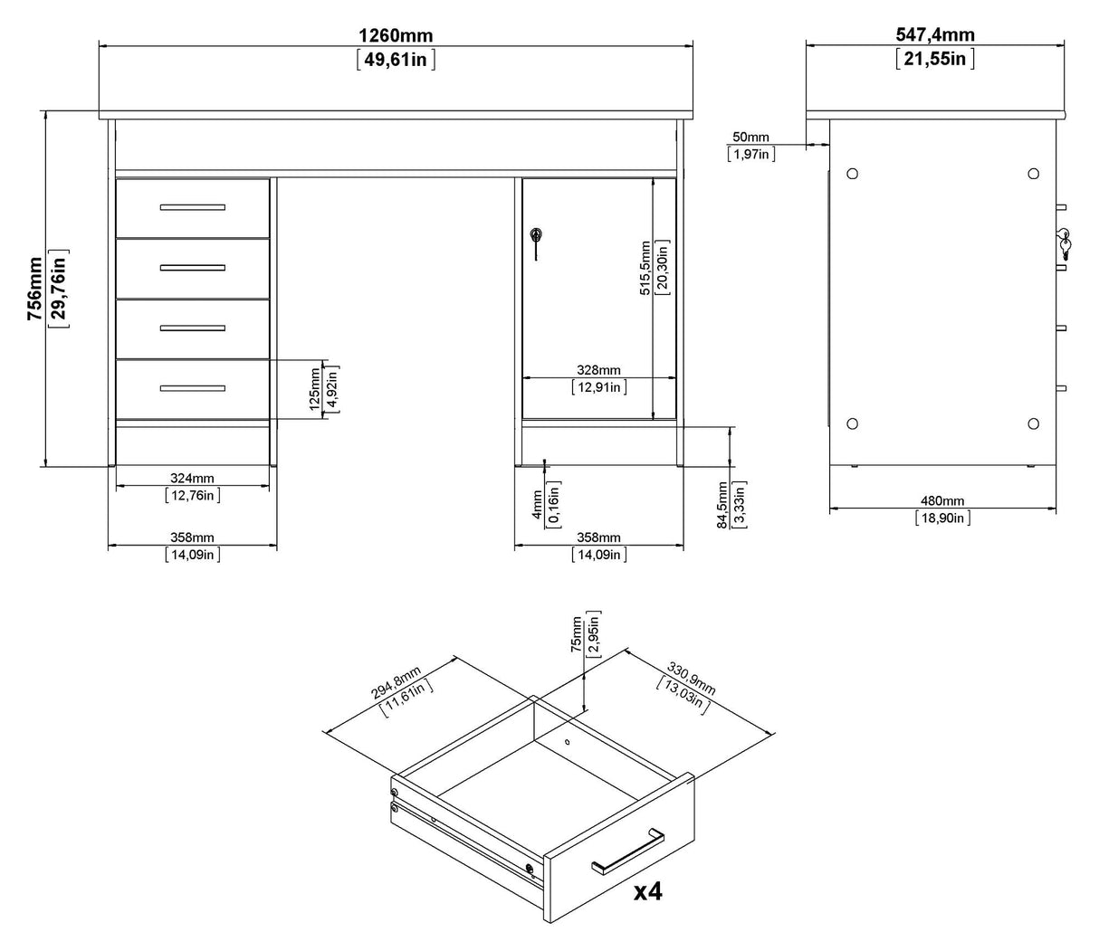 Function Plus SkrivebordHvid/Oxid Beton - Unoliving.com