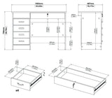 Function Skrivebord - Lystræ m/4 skuffer - Unoliving.com