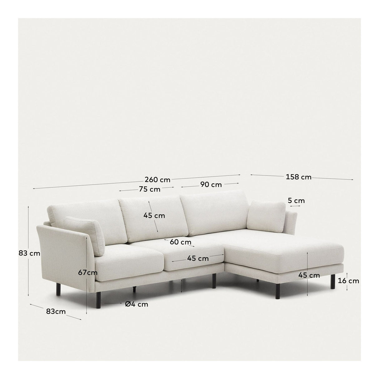 GILMA 3-pers. Sofa - hvid/sort - Unoliving.com