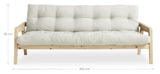 GRAB Sovesofa 130x200, Natur/Grey - Unoliving.com