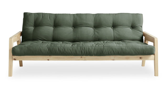 GRAB Sovesofa 130x200, Natur/Oliven - Unoliving.com