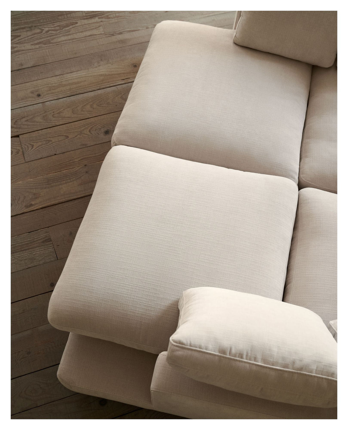 Gala 3-pers. sofa m. dobbelt chaiselong, Beige Chenillestof - Unoliving.com