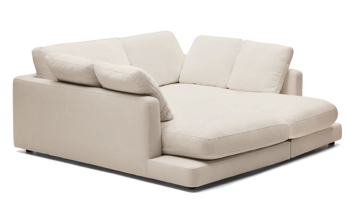 Gala 3-pers. sofa m. dobbelt chaiselong, Beige Chenillestof - Unoliving.com