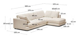 Gala 4-pers. sofa m. chaiselong i højre side, Beige Chenillestof - Unoliving.com