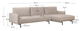 Galene 3-pers. Sofa m. højrevendt chaiselong, B254, Beige chenille - Unoliving.com