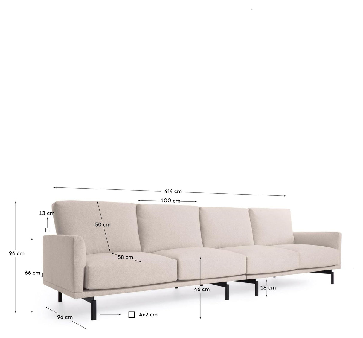 Galene 4-pers. Sofa, B424, Beige chenille - Unoliving.com