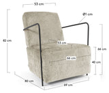 Gamer Loungestol, Beige chenille/Sort metal - Unoliving.com