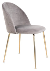 Geneve Spisebordsstol, gråt velour, messing look - Unoliving.com