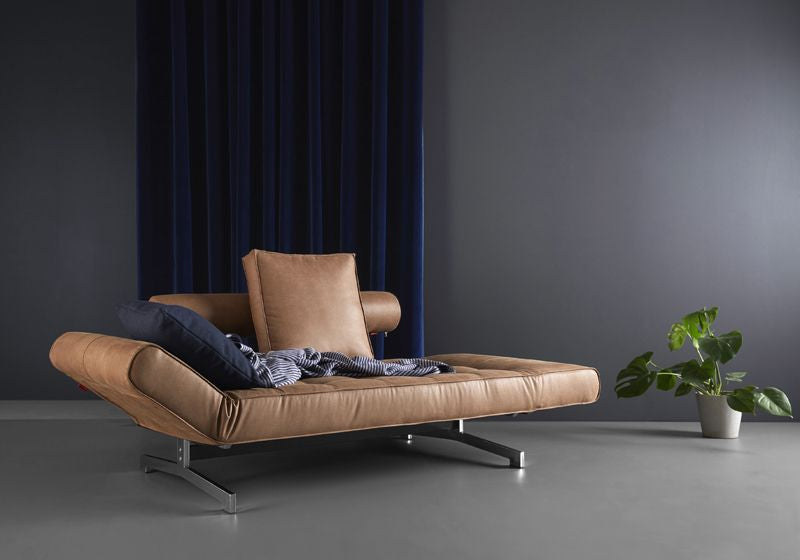 Ghia Chrome Sovesofa, Fanual/Brown - Unoliving.com