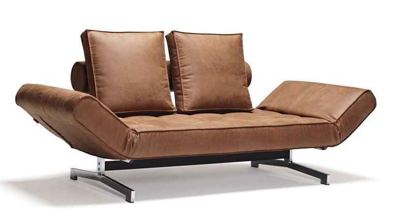 Ghia Chrome Sovesofa, Fanual/Brown - Unoliving.com