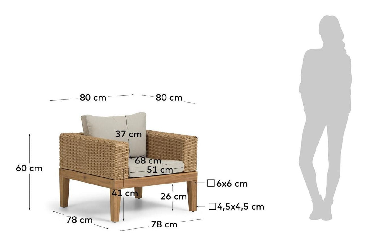 Giana Loungestol Akacie/Polyrattan - Unoliving.com