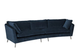 Ginna 4-pers. Sofa m/bue - Blå Velour - Unoliving.com