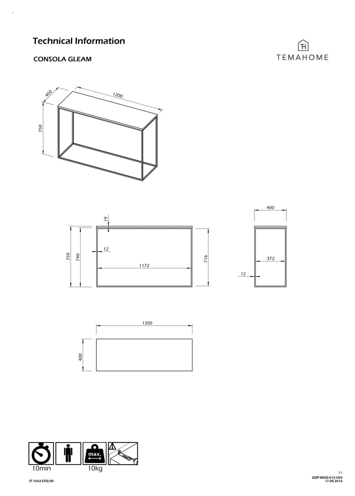 Gleam Konsolbord m. hvid understel, Grøn Marmor, 76x120 - Unoliving.com