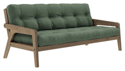 Grab Sovesofa, Brun lakeret fyrretræ, Olive Green - Unoliving.com