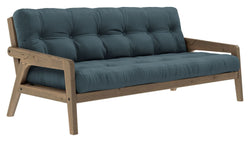 Grab Sovesofa, Brun lakeret fyrretræ, Petrol Blue - Unoliving.com