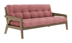 Grab Sovesofa, Brun lakeret fyrretræ, Sorbet Pink fløjl - Unoliving.com