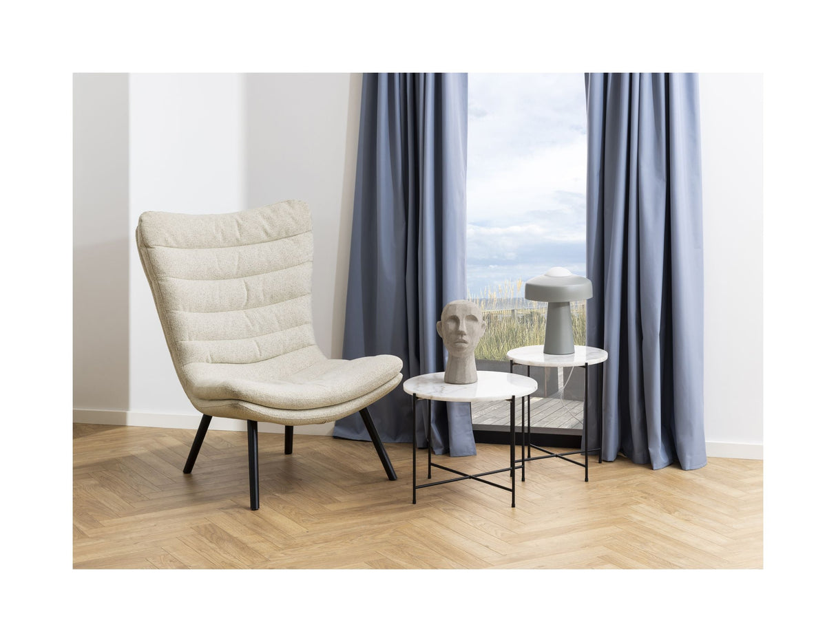 Grafton Lænestol m. horisontale syninger, Cream stof - Unoliving.com