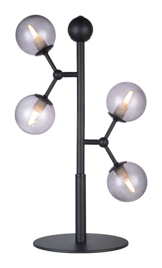 Halo Design ATOM Bordlampe, sort/ smoke glas 4XG9 - Unoliving.com