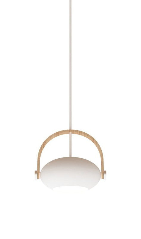 Halo Design D.C pendel Ø18, Hvid m/egetræ 250cm cable - Unoliving.com