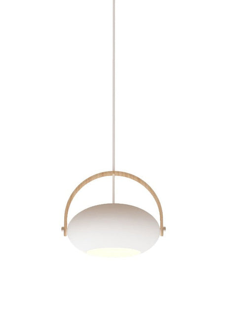 Halo Design D.C pendel Ø26, Hvid m/ egetræ 250cm cable - Unoliving.com