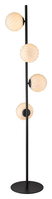 Halo Design TWIST 4 Gulvlampe Opal, Sort - Unoliving.com