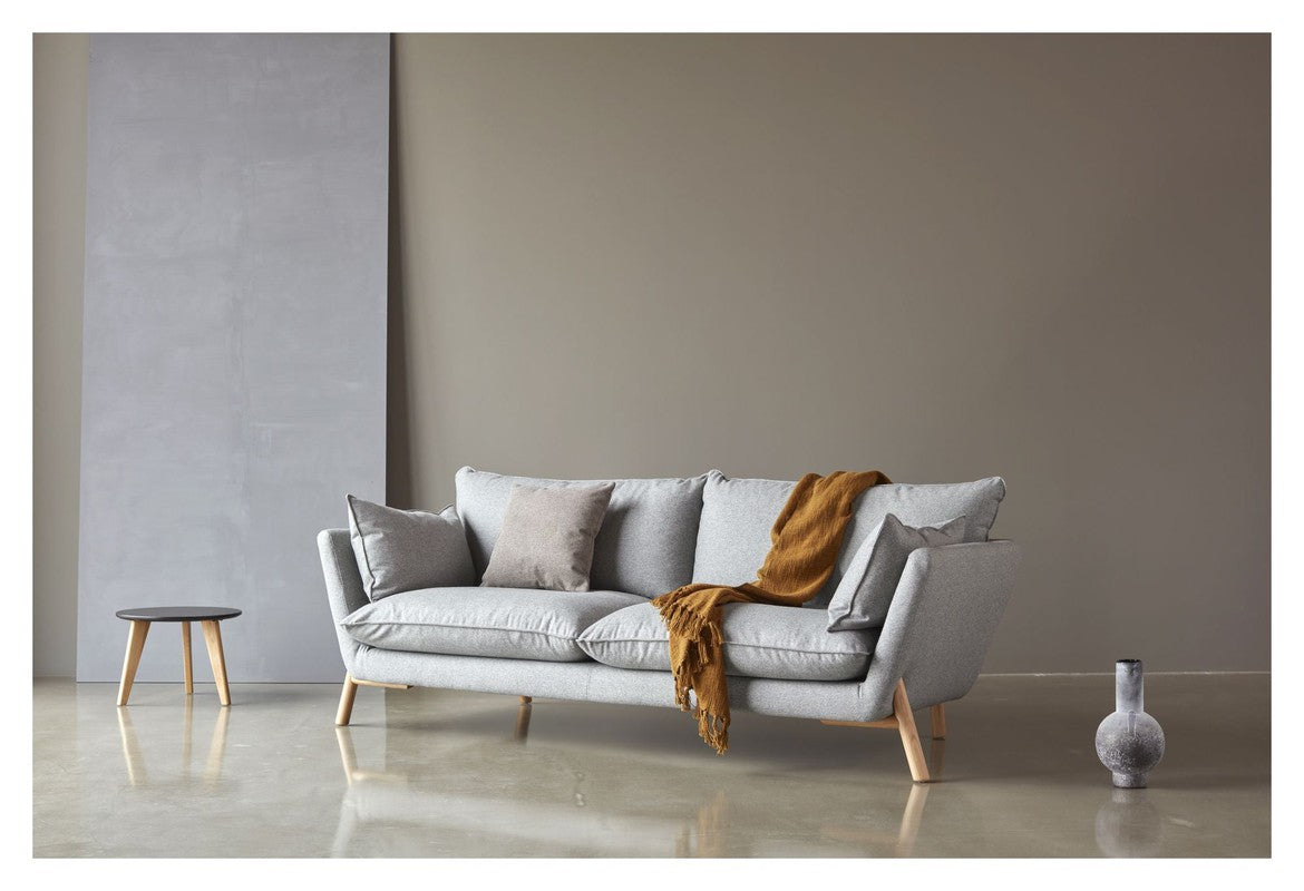 Hasle 3-pers. sofa Latte stof, massive egeben - Unoliving.com