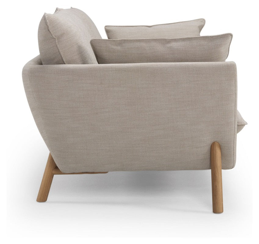 Hasle 3-pers. sofa Latte stof, massive egeben - Unoliving.com