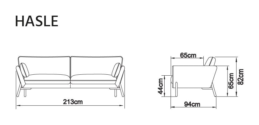 Hasle 3-pers. sofa Latte stof, massive egeben - Unoliving.com