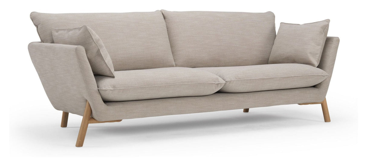 Hasle 3-pers. sofa Latte stof, massive egeben - Unoliving.com