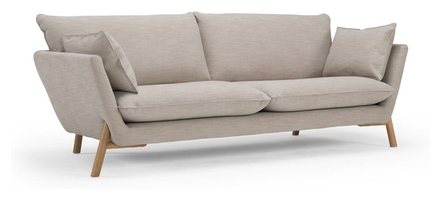 Hasle 3-pers. sofa Latte stof, massive egeben - Unoliving.com